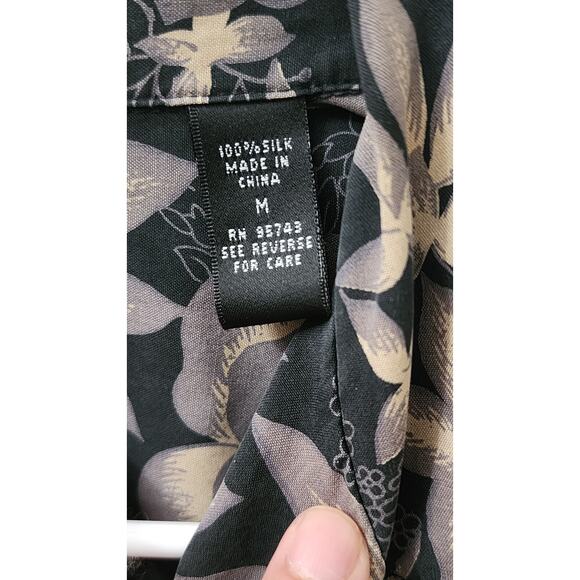 Brandini Hawaiian Shirt Button Up Pure Silk Size M Short Sleeve - Picture 3 of 5